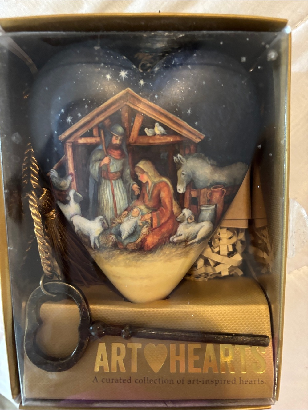 Demdaco Blue Heart Nativity Ornament